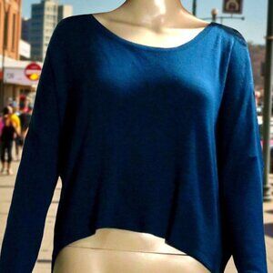 Dark Teal Blue Hi-Lo Pullover Top